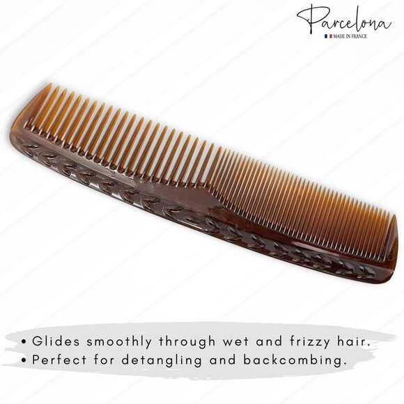 French Celluloid Toothed Hair Combs 8 Inch Set of 2 for Women Men Tortoise Shell main image 7